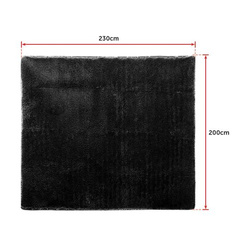 Floor Rugs Large Shaggy Rug Area Carpet Bedroom Living Room Mat – 230 x 200 cm, Black