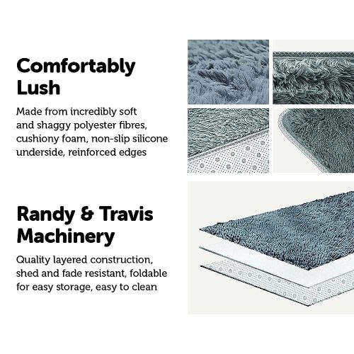 Floor Rugs Large Shaggy Rug Area Carpet Bedroom Living Room Mat – 200 x 140 cm, Grey