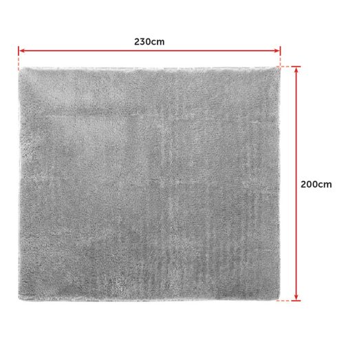 Floor Rugs Large Shaggy Rug Area Carpet Bedroom Living Room Mat – 230 x 200 cm, Grey