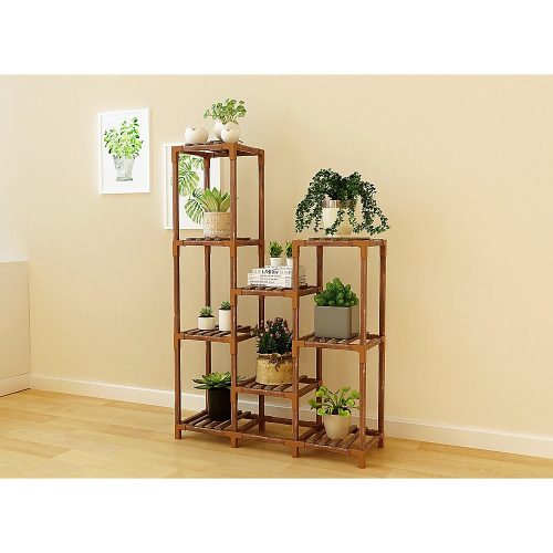 Indoor Outdoor Garden Plant Stand Planter Flower Pot Shelf Wooden Shelving – 9 Shelves