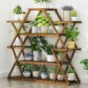 Bamboo Multilayer Flower Plant Bonsai Rack Shelf Stand Porch Lawn Patio. – Dark Wood