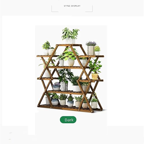 Bamboo Multilayer Flower Plant Bonsai Rack Shelf Stand Porch Lawn Patio. – Dark Wood
