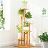 5 Tiers Vertical Bamboo Plant Stand Staged Flower Shelf Rack Outdoor Garden, – Wooden