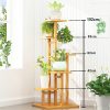 5 Tiers Vertical Bamboo Plant Stand Staged Flower Shelf Rack Outdoor Garden, – Wooden