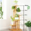 5 Tiers Vertical Bamboo Plant Stand Staged Flower Shelf Rack Outdoor Garden, – Wooden