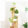 5 Tiers Vertical Bamboo Plant Stand Staged Flower Shelf Rack Outdoor Garden, – Wooden