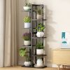 6 Tiers Vertical Bamboo Plant Stand Staged Flower Shelf Rack Outdoor Garden, – Black