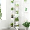 6 Tiers Vertical Bamboo Plant Stand Staged Flower Shelf Rack Outdoor Garden, – White
