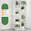 6 Tiers Vertical Bamboo Plant Stand Staged Flower Shelf Rack Outdoor Garden, – White