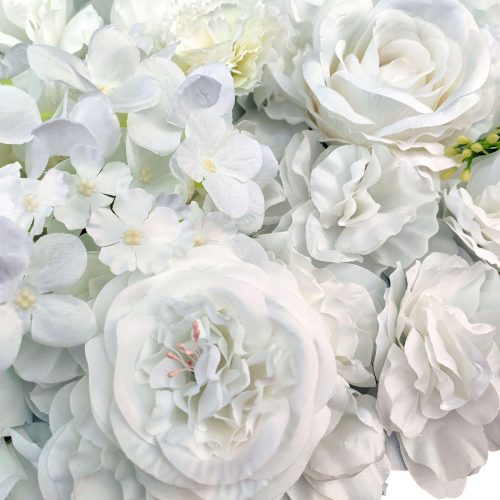 Artificial Flower Wall Backdrop Panel 40cm X 60cm Mixed Flowers – Green and White