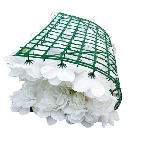 Artificial Flower Wall Backdrop Panel 40cm X 60cm Mixed Flowers – Green and White