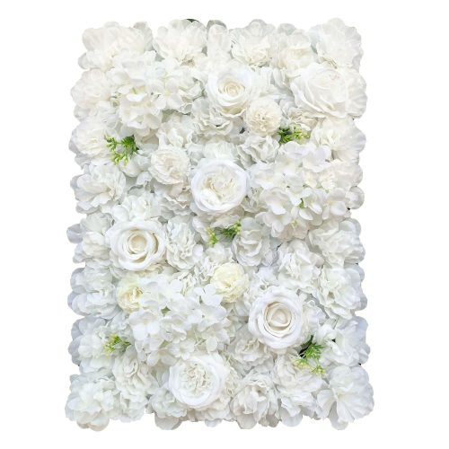 Artificial Flower Wall Backdrop Panel 40cm X 60cm Mixed Flowers – Green and White
