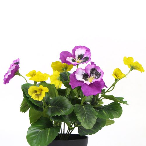 Mixed Flowering Potted Artificial Pansy Plants 25cm