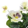 Mixed Flowering Potted Artificial Pansy Plants 25cm – Green and White