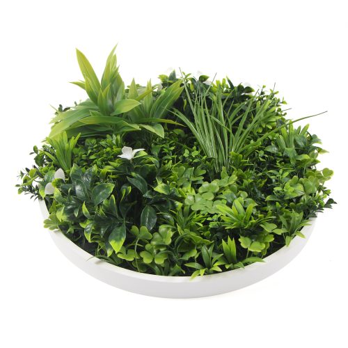 Flowering White Artificial Green Wall Disc UV Resistant