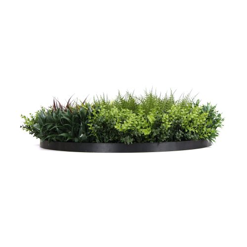 Slimline Artificial Green Wall Disc Art 90cm Green Field UV Resistant – Black