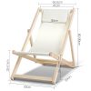 Outdoor Chairs Sun Lounge Deck Beach Chair Folding Wooden Patio Furniture – Beige