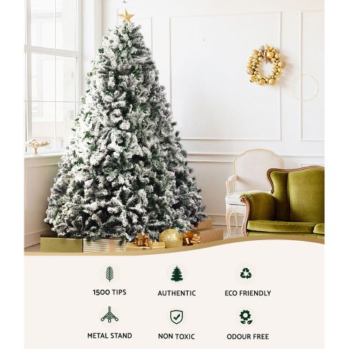 Jingle Jollys Christmas Tree Xmas Trees Decorations Snowy Tips – 8ft – 1500 Tips