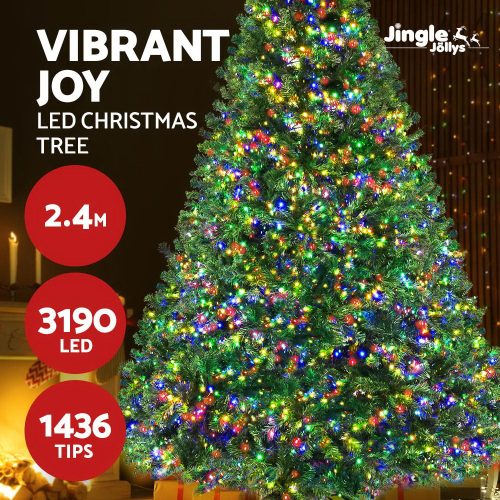 Jingle Jollys Christmas Tree Xmas Tree with LED Lights Multi Colour – 8ft – 3190 LED