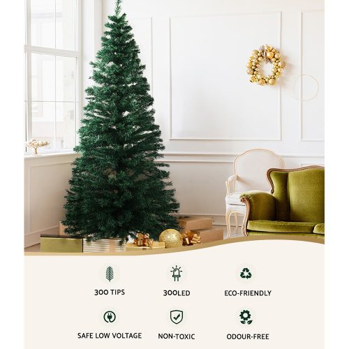 Jingle Jollys Christmas Tree LED Xmas trees Optic Fibre Warm White – 6ft