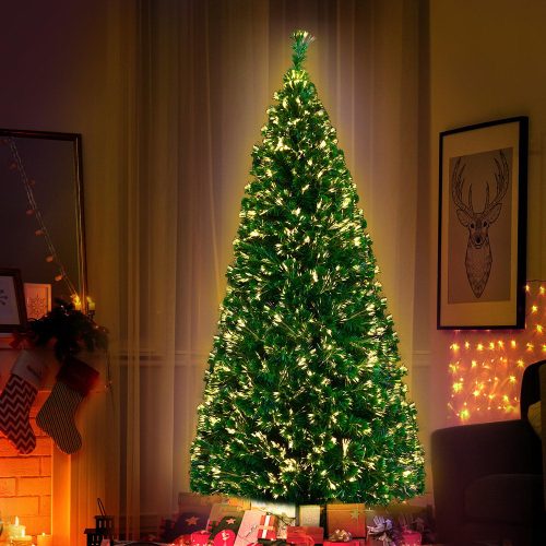 Jingle Jollys Christmas Tree LED Xmas trees Optic Fibre Warm White – 6ft