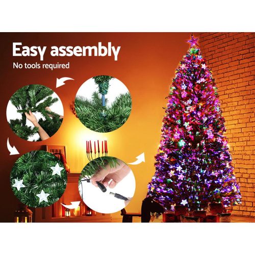 Jingle Jollys Christmas Tree LED Xmas trees with Lights Multi Colour – 7ft