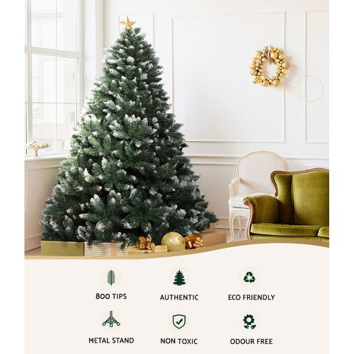 Jingle Jollys Christmas Tree Xmas Trees Decorations Snowy Green Tips – 6ft