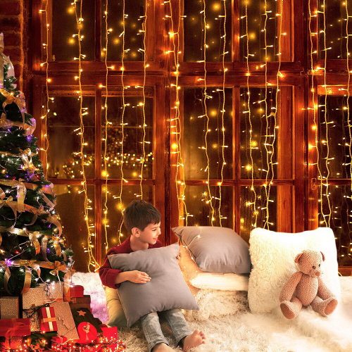 Jingle Jollys 6X3M Christmas Curtain Lights 600LED – Warm White