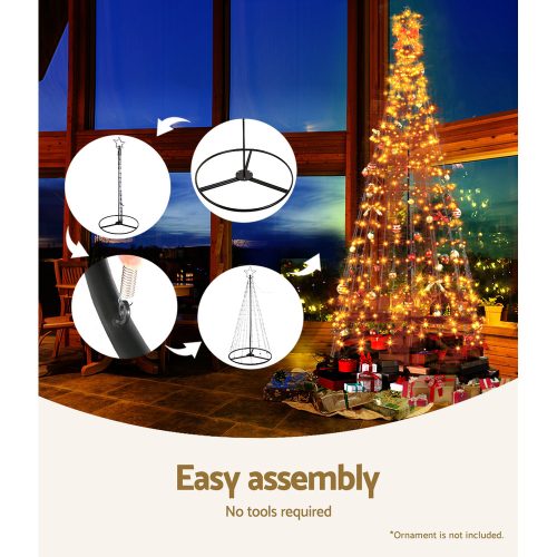Jingle Jollys Christmas Tree 2.1M 264 LED Xmas Trees Solar Power – Warm White