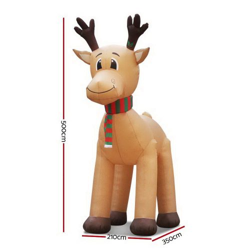 5M Christmas Inflatable Reindeer Outdoor Xmas Decorations Lights