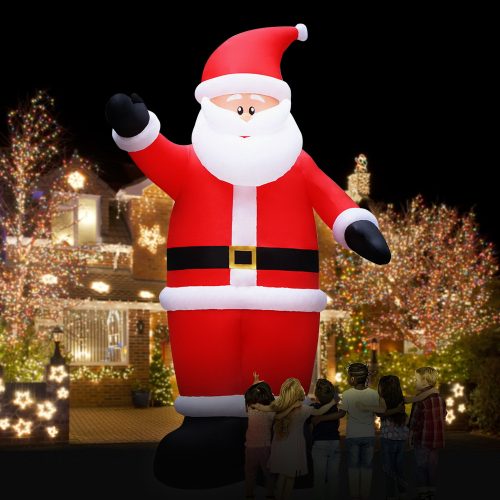 Jingle Jollys Christmas Inflatable Santa Decorations Outdoor Air-Power Light – 5M