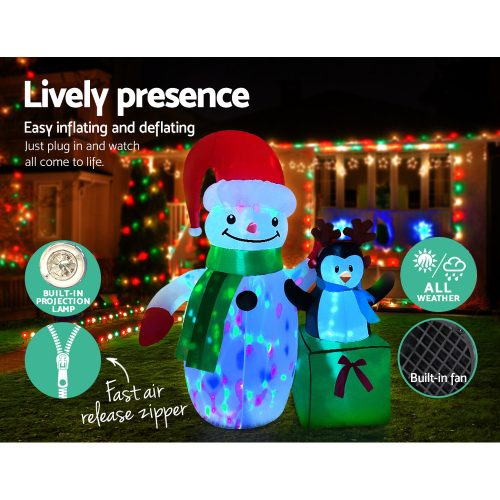 Christmas Inflatable Snowman 1.8M Lights LED Outdoor Decorations