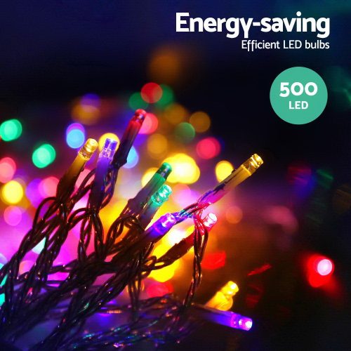 Jingle Jollys 500 LED Solar Powered Christmas Icicle Lights 20M Outdoor Fairy String Party – MULTICOLOUR