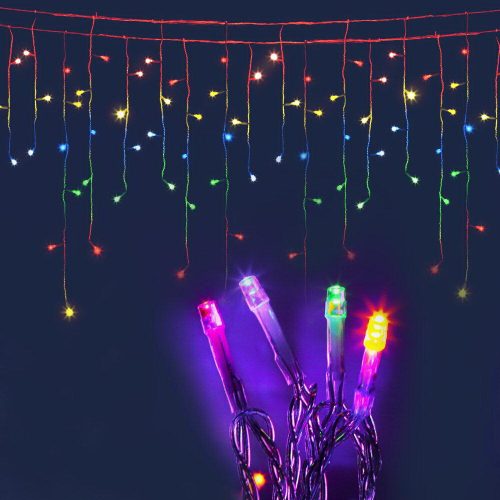 Jingle Jollys 500 LED Solar Powered Christmas Icicle Lights 20M Outdoor Fairy String Party – MULTICOLOUR