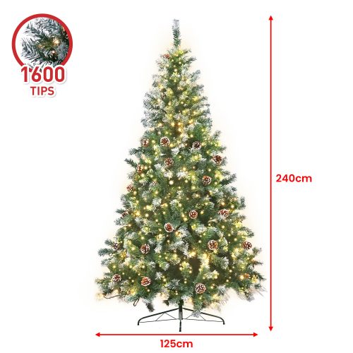 Christabelle Pre Lit LED Christmas Tree with Pine Cones – 2.4 M