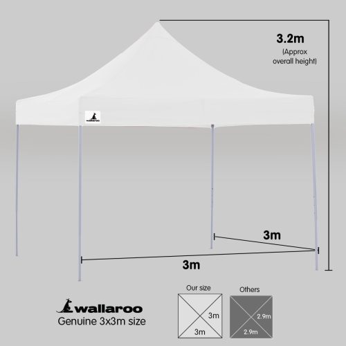 Gazebo Tent Marquee 3×3 PopUp Outdoor Wallaroo – White