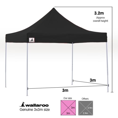 Gazebo Tent Marquee 3×3 PopUp Outdoor Wallaroo – Black