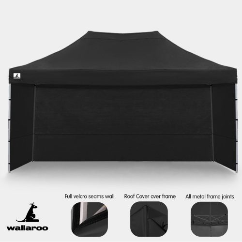 Gazebo Tent Marquee 3×4.5m PopUp Outdoor Wallaroo – Black