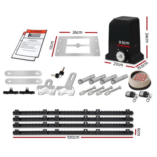 Auto Electric Sliding Gate Opener Keypad Rails – 1000KG 4M 370W + Keypad