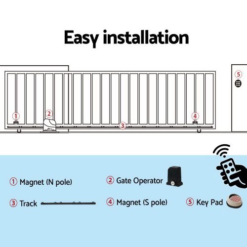 Auto Electric Sliding Gate Opener Keypad Rails – 1000KG 4M 370W + Keypad