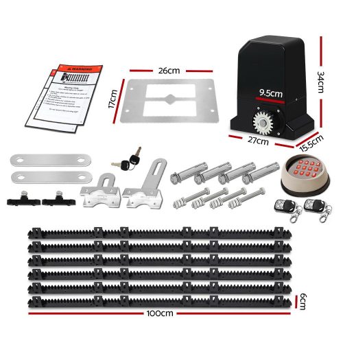 Auto Electric Sliding Gate Opener Keypad Rails – 1000KG 6M 370W + Keypad