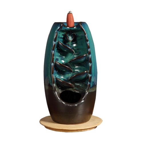 Mountain Waterfall Smoke Backflow Ceramic Incense Burner Cones Holder + Cones