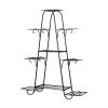 Outdoor Indoor Metal Plant Stand Flower Pots Rack Garden Corner Shelf – Black