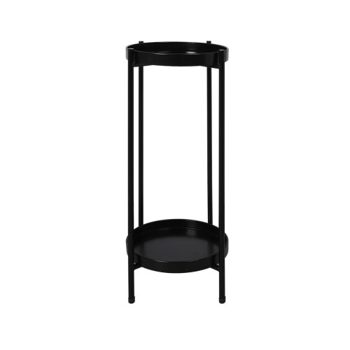 2 Tier Plant Stand Outdoor Indoor Metal Flower Pot Rack Garden Shelf – 30 x 30 x 80 cm, Black