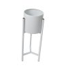 Plant Stand Garden Planter Metal Flower Pot Rack Corner Shelving Indoor Outdoor – 21 x 21 x 60 cm, White