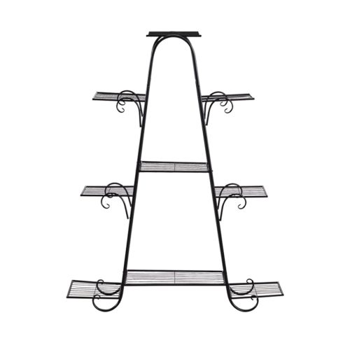 Outdoor Indoor Metal Plant Stand Flower Pots Rack Garden Corner Shelf – Black