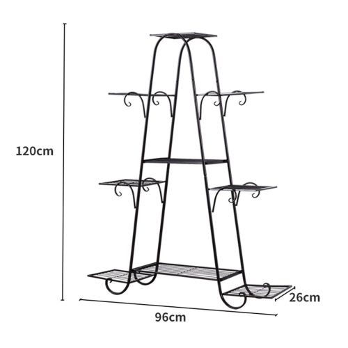 Outdoor Indoor Metal Plant Stand Flower Pots Rack Garden Corner Shelf – Black