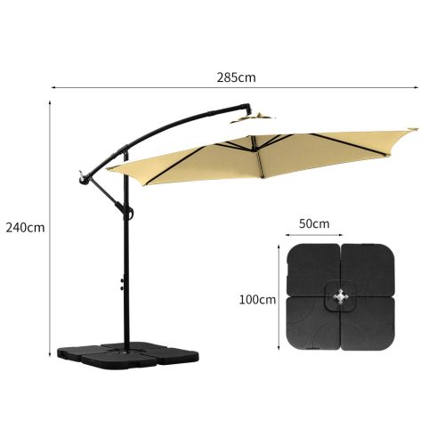 3M Outdoor Umbrella Cantilever Base Stand Cover Garden Patio Beach Umbrellas – Beige