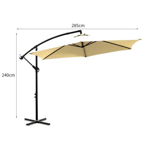 3M Outdoor Umbrella Cantilever Cover Garden Patio Beach Umbrellas Crank – Beige