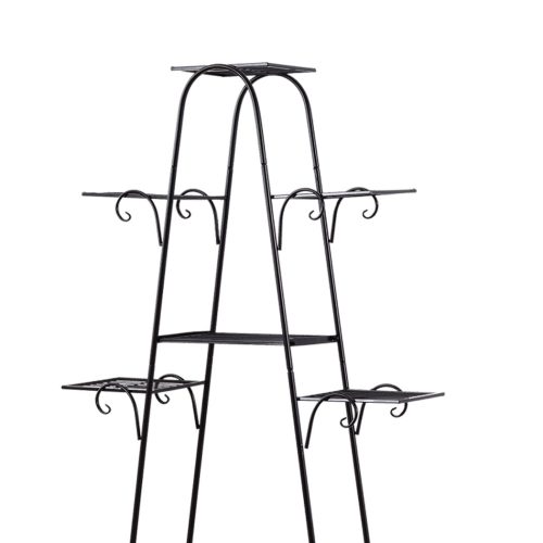 Outdoor Indoor Metal Plant Stand Flower Pots Rack Garden Corner Shelf – Black